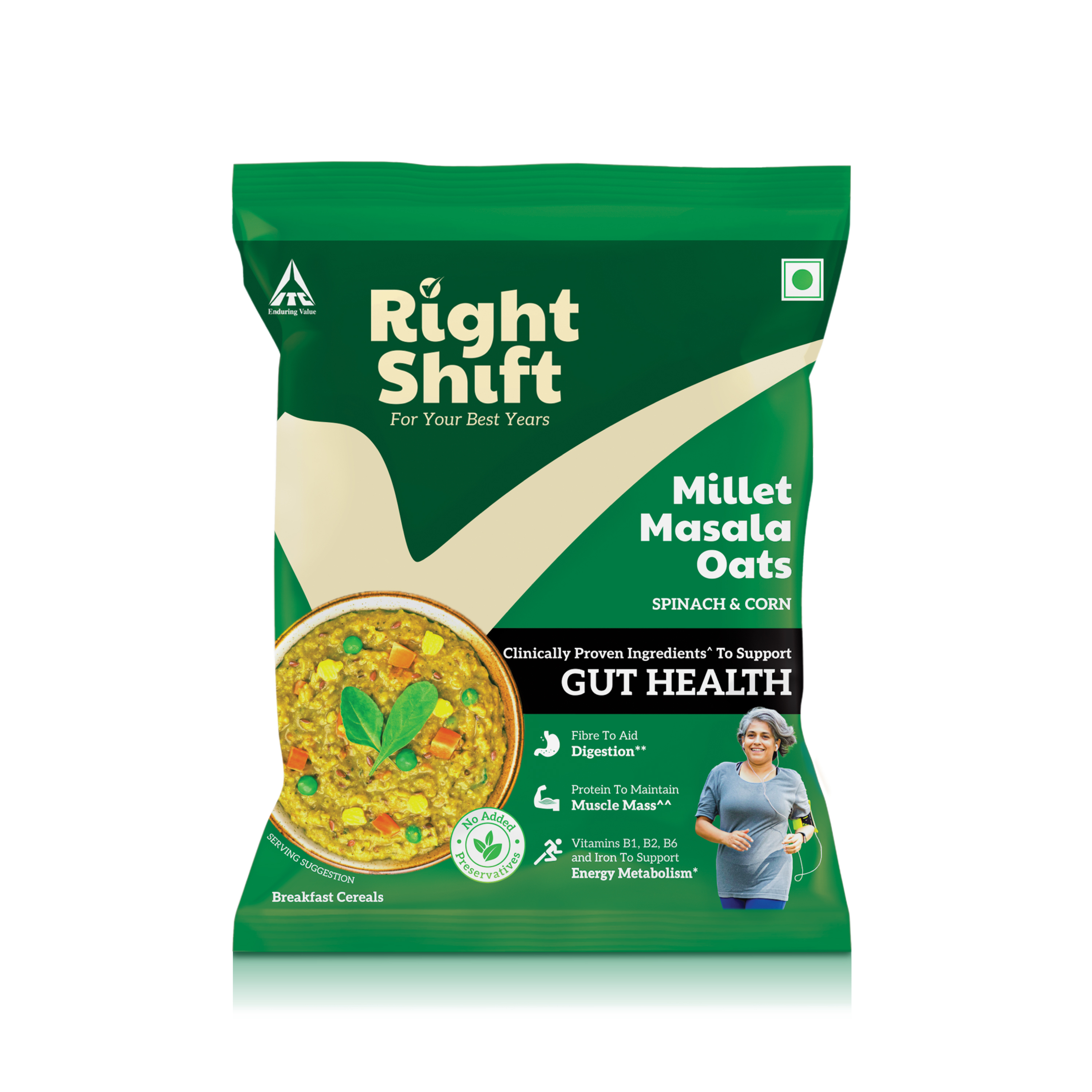 Right Shift - Millet Masala Oats Spinach and Corn 40gm pkt